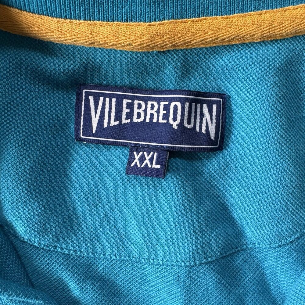 Vilebrequin Polo Shirt Mens 2XL Blue Regular Fit Pique Cotton Turtle Logo Preppy - Picture 3 of 9